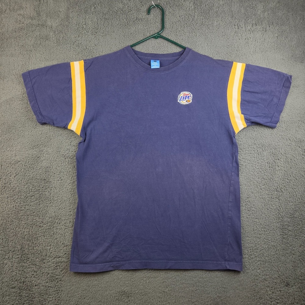 Vintage Miller Lite Shirt Men's Extra Large Blue Embroidered 90s Short Sleeve